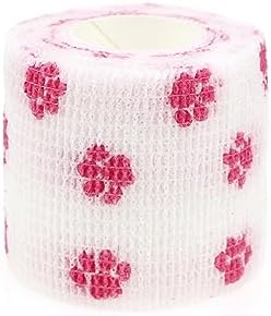 Self Adhesive Bandage Wrap Animal Cohesive Bandage Self Adherent Wrap First Aid Tape for Dogs Cats Horses Birds & Wrist Healing Ankle Sprain (2 Inch Pink Set 6 Rolls)