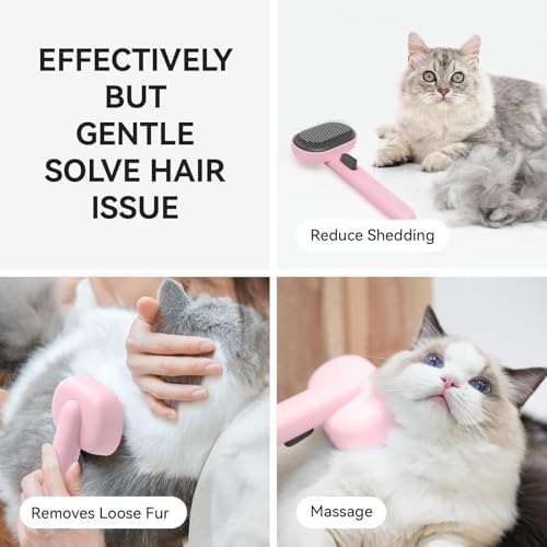 Aumuca Cat Brushes for Indoor Cats, Cat Hair Brush for Shedding, Cat Brush for Long or Short Haired Cats, Cat Grooming Deshedding Brush for Dog Kitten Horse Massage Removes Loose Fur
