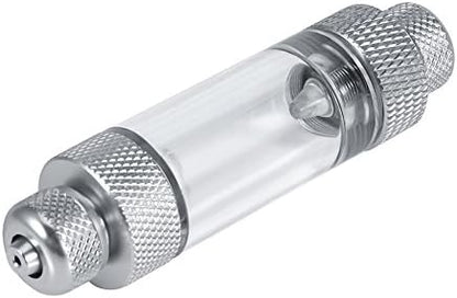 CO2 Bubble Counter, Double Head Built in Check Valve Bubble Counting Tool for Aquarium Fish Tank Aluminum Alloy Acrylic Silver 8.2 x 2cm 1 Pack