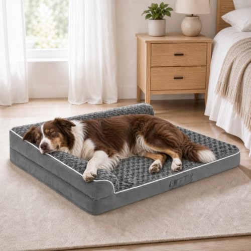 XXL Orthopedic Dog Bed, Extra Large Dogs, 48"x35", Dark Grey