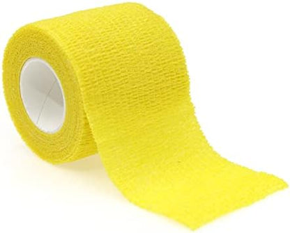 Self Adhesive Bandage Wrap Animal Cohesive Bandage Self Adherent Wrap First Aid Tape for Dogs Cats Horses Birds & Wrist Healing Ankle Sprain (2 Inch Yellow 12 Rolls)