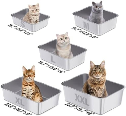 Stainless Steel Litter Box, Large Metal Litter Box 2 Pack