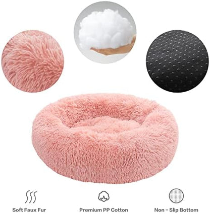 NOYAL Donut Dog Bed for Small Medium Pets, Plush Calming Faux Fur
