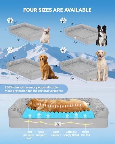 Cooling Dog Bed with PCM, Instant Chill Pet Sofa for Large, Indoor Outdoor
