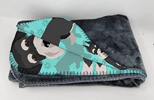 Caroline's Treasures MLM1059TBLT Black and Silver Schnauzer Soft Travel Blanket with Bag Airplane Blanket, Indoor Outdoor Camping Blanket for Traveling, Picnics, Beach Trips, Concerts