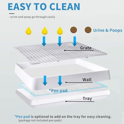 Rabbit Litter Box with Grid 15x12in, Potty Training Pan for Small Animals