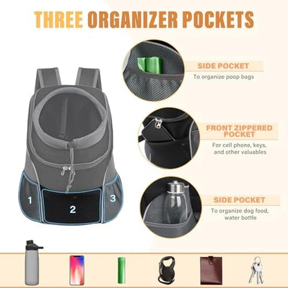YUDODO Dog Front Carrier Backpack, Adjustable Breathable Dog Backpack