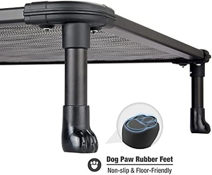 Veehoo Chew Proof Elevated Dog Bed - Cooling Raised Pet Cot - Rustless Aluminum Frame and Durable Textilene Mesh, Unique Designed No-Slip Feet for Indoor or Outdoor Use, Black Silver, X Large