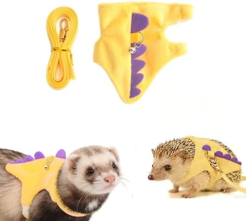 Small Animal Harness and Leash Set, Adjustable Escape Proof Ferret Harness Vest for Adult Ferret, Meerkat, King Squirrel & Fancy Rat, Soft Comfortable Pet Walking Harness with Leash