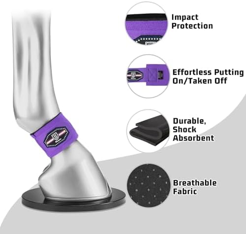 Harrison Howard Long-Lasting Shock-Absorbent Breathable Impact Protection Pastern Wraps for Horse Sold in Pairs-Purple