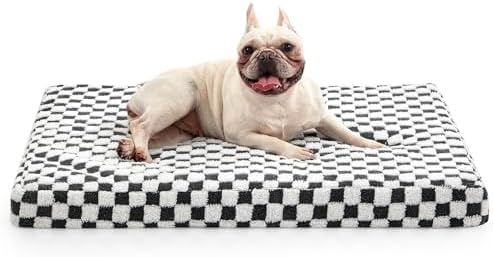 JOEJOY Dog Bed for Medium Dogs, Large Orthopedic Dog Bed with Removable Washable Cover, Cute Modern Plush & Memory Egg Crate Foam Dog Bed, 30 x 20 inch, Grey