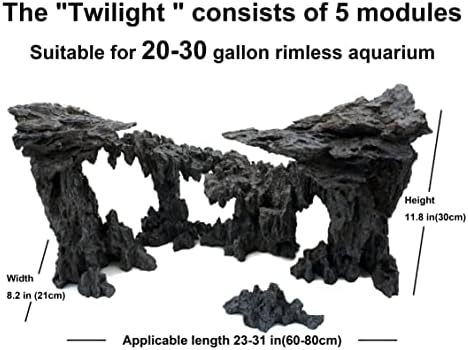 Allcolor Aquarium Rock Decor, 5-Piece Twilight Set for 20-30 Gallon Tanks