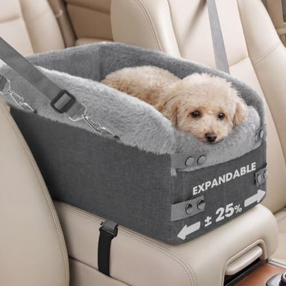 Small Dog Car Seat - Center Console Puppy Booster Seats (Dark Grey&Grey)