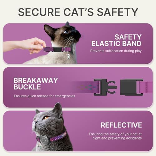 AirTag Cat Collar, Reflective Breakaway Collar, Hidden Holder with Bell