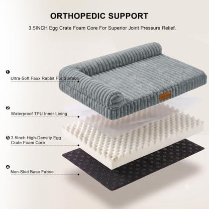 Orthopedic Medium Dog Bed Furry Pet Bed, Washable Cover 30''X20''
