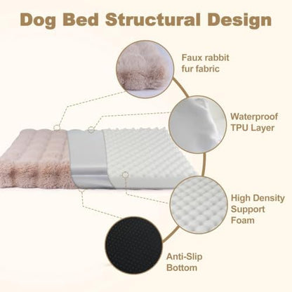 Washable Dog Bed Medium Size Dog,Orthopedic Crate Pads,36x27in Light Khaki