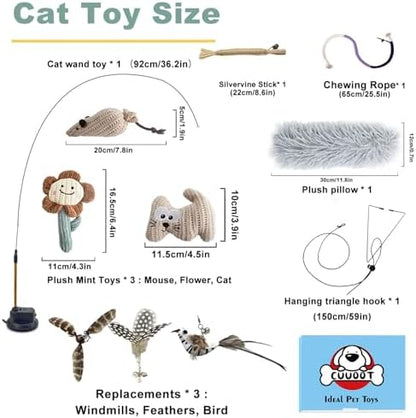 7-in-1 Kitten Toys for Indoor Cats with Washable Adhesive Suction Cup, Hanging Interactive Cat Toys, Silvervine Stick and Sisal Chew Rope Catnip Teething Toy for Bored Kitten