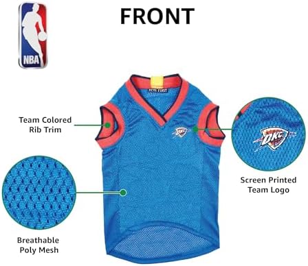Pets First NBA OKLAHOMA CITY THUNDER DOG Jersey, Medium - Tank Top Basketball Pet Jersey