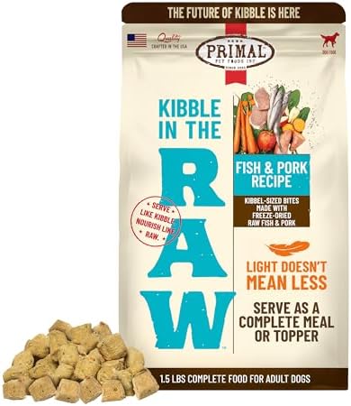 Primal Kibble in The Raw, Freeze-Dried Dog Food, Fish & Pork, 1.5 lb