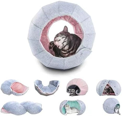 Foldable Pet Bed Cat Litter Breathable Kennel Cave Tunnel Toy Semi-Enclosed Creative Cat Mat Four Seasons Pet Supplies Felt Cloth