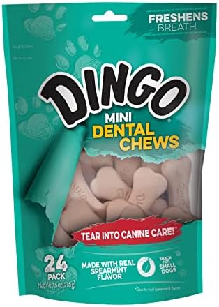 Dingo Mini Dental Chews Dog Treats With Real Chicken For Small Dogs, 24 Ct