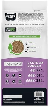 World's Best Cat Litter Lavender, Long-Lasting Odor Control, 32 lb Bag