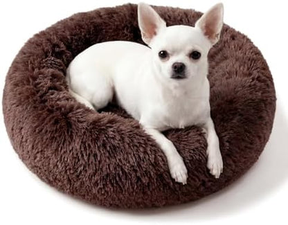 nononfish Fluffy Donut Dog Bed for Small Dogs,Cozy Round Pet Bed
