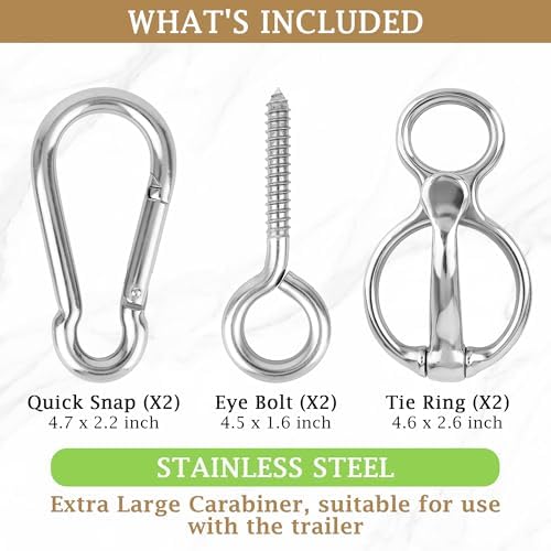 Horse Tie Ring (2 PCS) - Stainless Steel Tie Ring - Strong Magnets - Extra Large Carabiner Clip - Horse Tack and Supplies, Horse Training Equipment, Safe Horse Accessories
