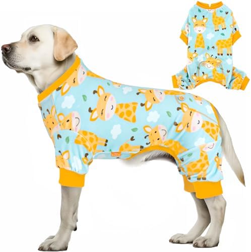 KYEESE Velvet Dog Pajamas for Large Dogs Onesie for Daily Wear, Giraffe