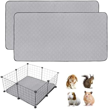 2Pack Guinea Pig Cage Liners, 24''X24'' Washable Guinea Pig Pee Pads, Non Slip Reusable Super Absorbent Guinea Pig Training Mat Bedding Fleece for Small Animals Hamster Rabbit Chinchilla Rat