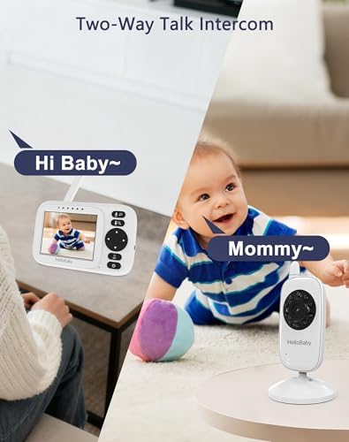 HelloBaby Baby Monitor with 2 Cameras 3.2" Screen, No WiFi, USB Cable