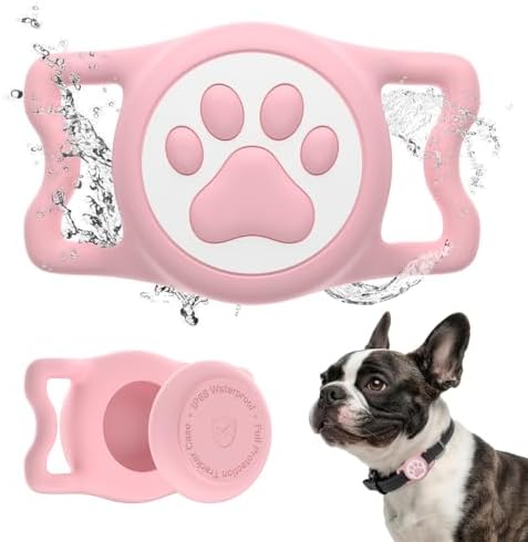 IP68 Waterproof Dog AirTag Holder for Dog Collar, Soft, Stretchy Silicone