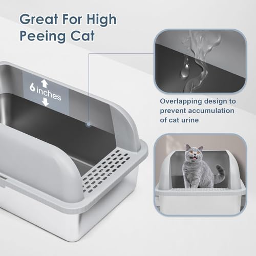 Suzzipaws 2 Pack XL Enclosed Stainless Steel Cat Litter Box for Multi-Cats