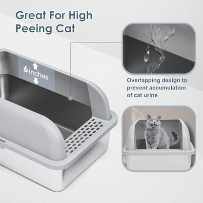 Suzzipaws 2 Pack XL Enclosed Stainless Steel Cat Litter Box for Multi-Cats