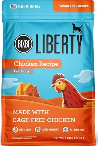 BIXBI Liberty Grain-Free Dry Dog Food, Chicken Recipe – Fresh Meat, High Protein, No Meat Meals – USA Made, 4 lbs