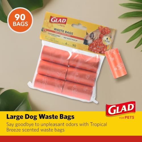 Glad for Pets Scented Dog Poop Bags, Tropical Breeze Scent, 90 Count