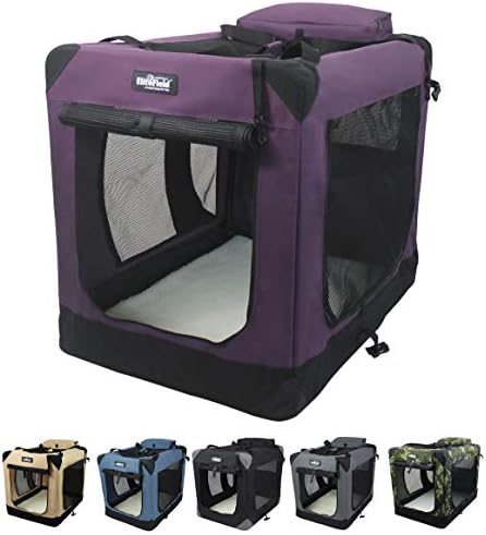 EliteField 3-Door Soft Dog Crate with Bed & Carrying Bag (2-Year Warranty)