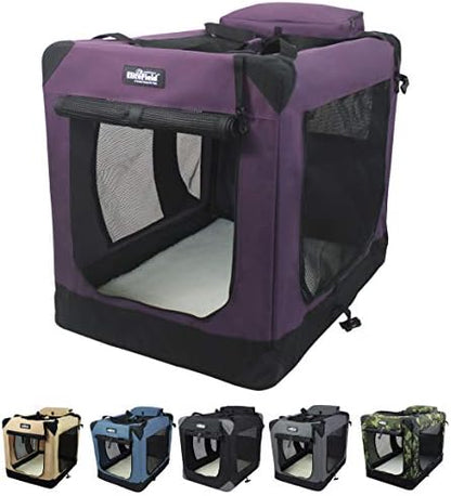 EliteField 3-Door Soft Dog Crate with Bed & Carrying Bag (2-Year Warranty)