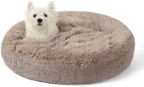 NOYAL Calming Donut Dog Bed, Hooded Cave with Blanket