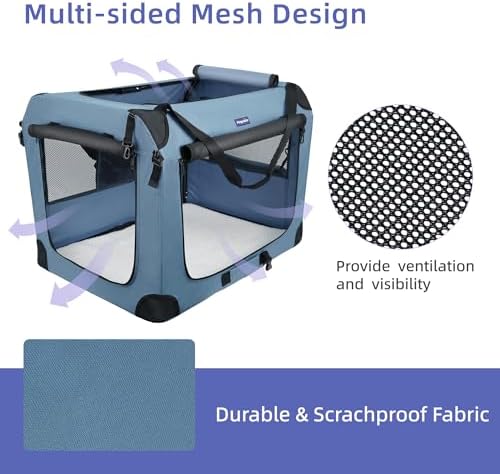 Petprsco Collapsible Dog Crate, 40 inch Portable Dog Crates for Large Dogs