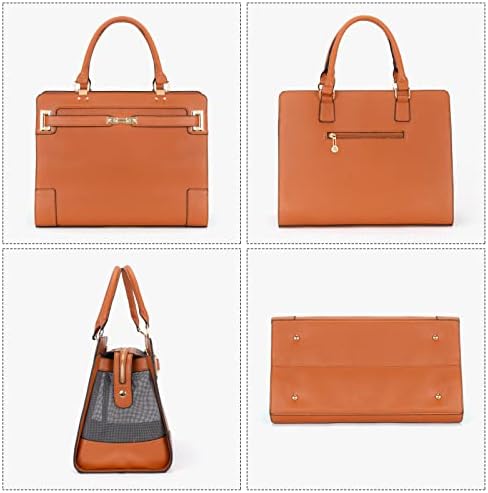 Fashion Pet Carrier Dog Cat Carrier Purse Soft-Sided Leather Handbag Pet Tote Bag for Small Dogs Puppy and Cats TSA Airline Approved (Brown)
