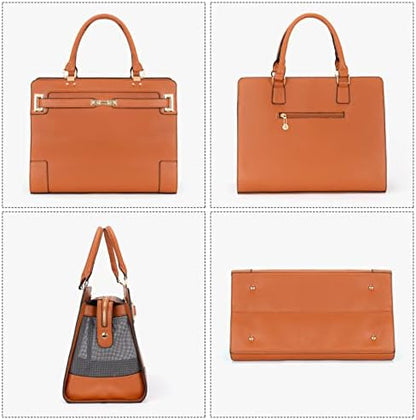 Fashion Pet Carrier Dog Cat Carrier Purse Soft-Sided Leather Handbag Pet Tote Bag for Small Dogs Puppy and Cats TSA Airline Approved (Brown)