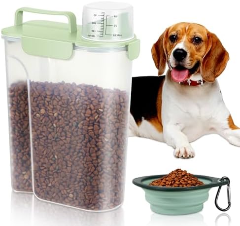 5 Lbs Pet Dog Food Storage Container for Travel Bird Seed Dispenser - Green