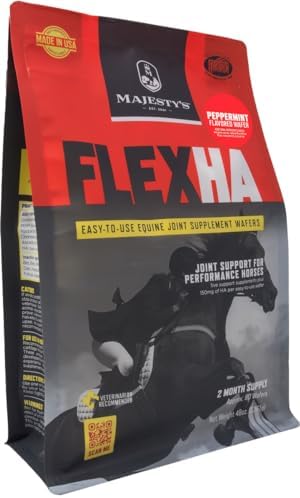 Majesty's Flex HA Wafers - Superior Performance Horse/Equine Joint Support Supplement - HA, Vitamin C, Yucca, Glucosamine (Peppermint, 60 Count)
