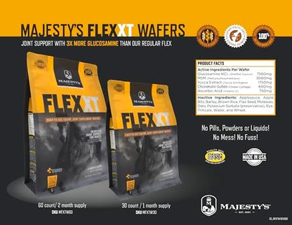 Majesty's Flex XT Wafers - Superior Horse / Equine Joint Support With Increased Supplement Levels - Glucosamine, MSM, Yucca, Vitamin C - 60 Count (2 Month Supply)
