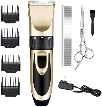 Highdas Dog Clippers for Grooming Low Noise, Cordless Electric Dog Grooming Kit Clippers Rechargeable, Quiet Dog Shaver, Pet Hair Trimmer Kit for Dogs & Cats (Gold)