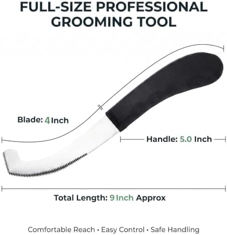 Pro Farrier Grooming Bugs Bot Knife– Stainless Steel Blade, Plastic Handle, Multi-Purpose Mane and Coat Cleaning Tool for Horses, Goats, and Cattle (Blue)