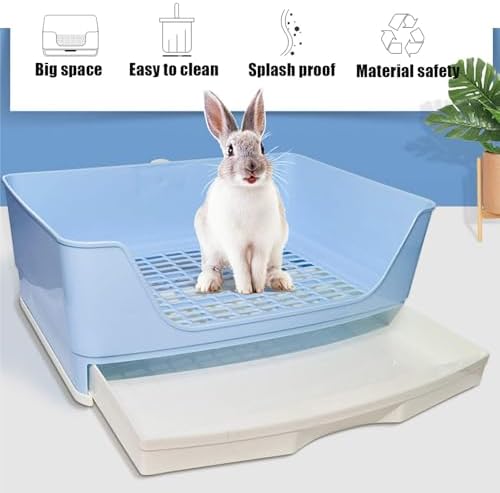 kathson Bunny Litter Box,Large Rabbit Litter Box with Drawer Grate, Pet Toilet Potty Trainer Corner Toilet Hedgehog Litter Pan Box for Guinea Pig Chinchilla Hamster Ferret