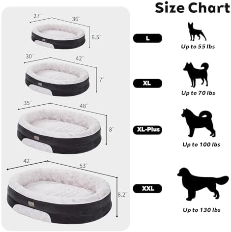 Orthopedic Dog Bed Couch for XLarge Plus Sized Pets with Egg Foam Support, Four-Sided Bolster Cushions, Soft Tear-Resistant Fabric, and Removable Machine Washable Plush Cover, 48'', Off-White