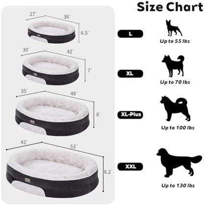 Orthopedic Dog Bed Couch for XLarge Plus Sized Pets with Egg Foam Support, Four-Sided Bolster Cushions, Soft Tear-Resistant Fabric, and Removable Machine Washable Plush Cover, 48'', Off-White